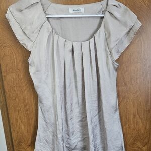 Dressbarn Women's Taupe Flutter Sleeve Blouse